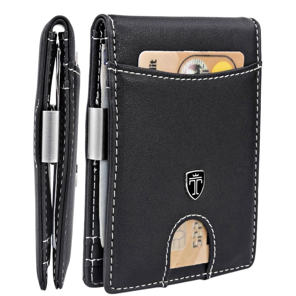 Money Clip‎ Wallet RIO, Slim RFID Blocking Card Holder for Men-Black And White